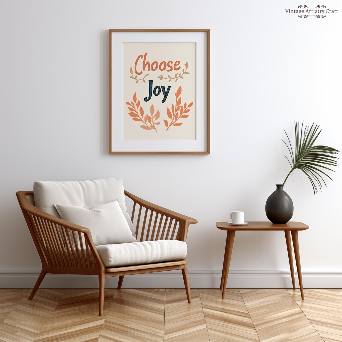 Choose Joy Hand Lettered Motivational Quote Botanical Poster - Image 3