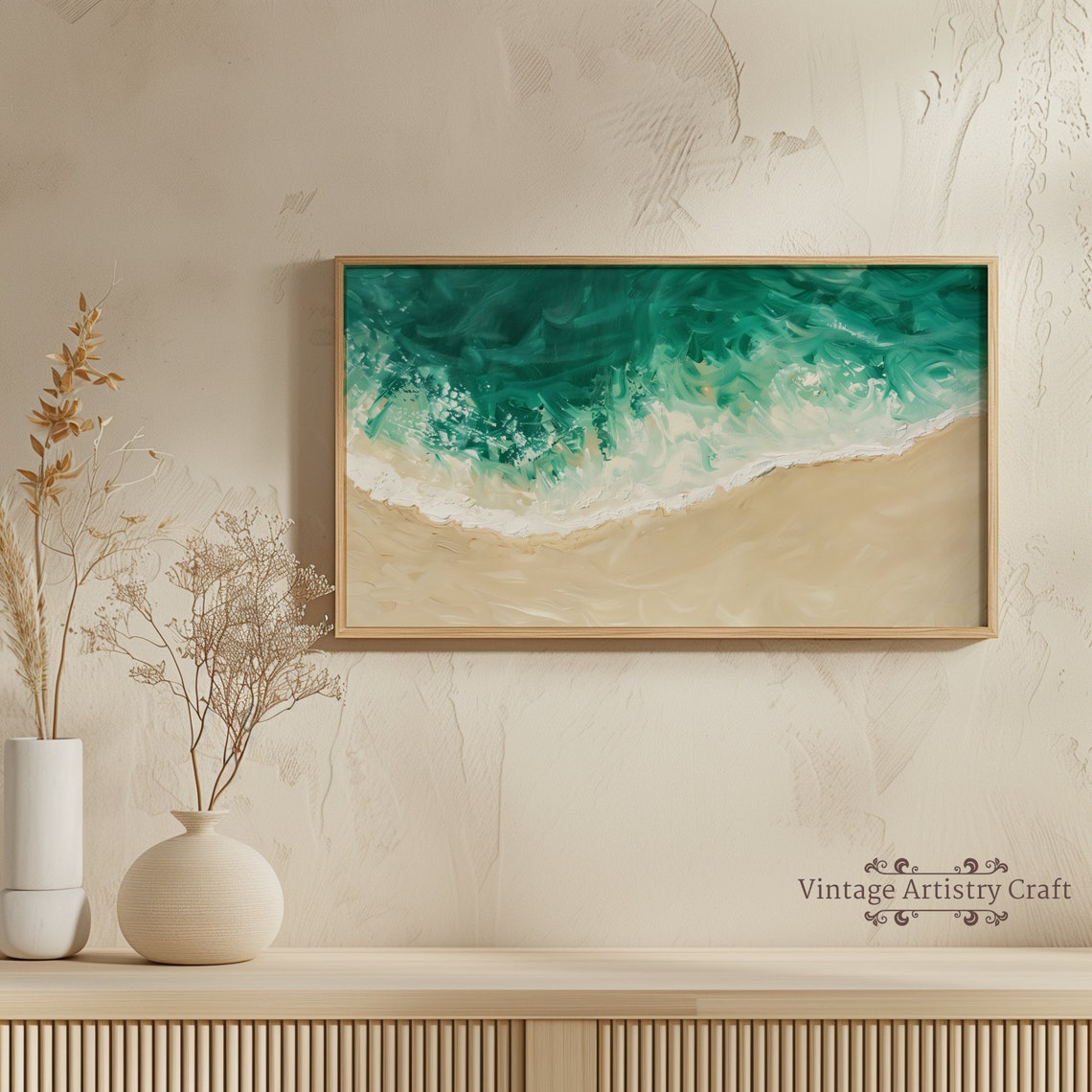 Aerial Ocean Waves Emerald Beach Minimalist Summer Seascape Poster - Image 4