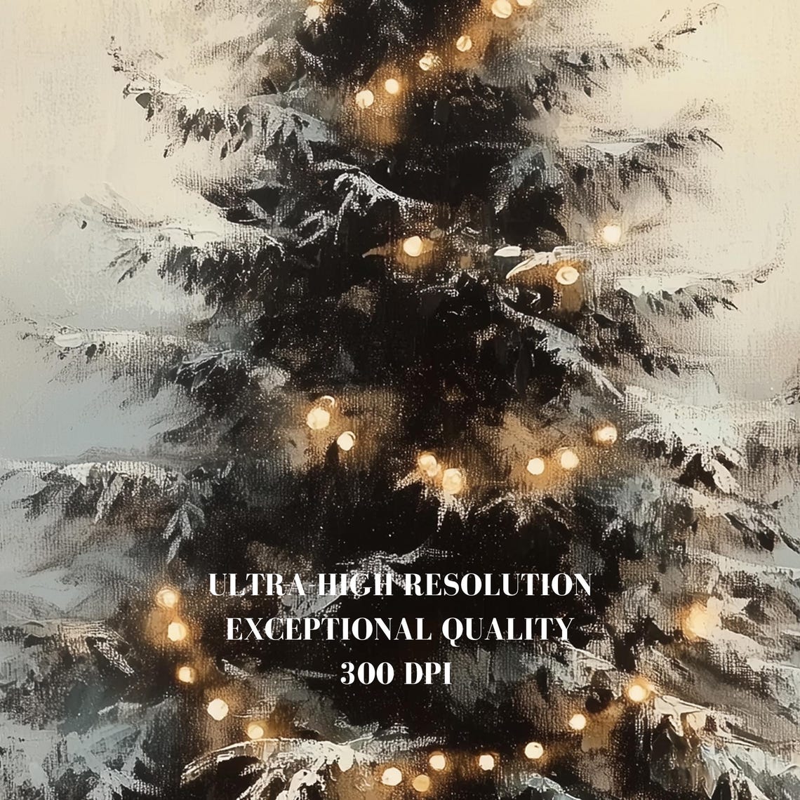 Snow Covered Christmas Tree Lights Winter Snowfall Art Poster - Image 6