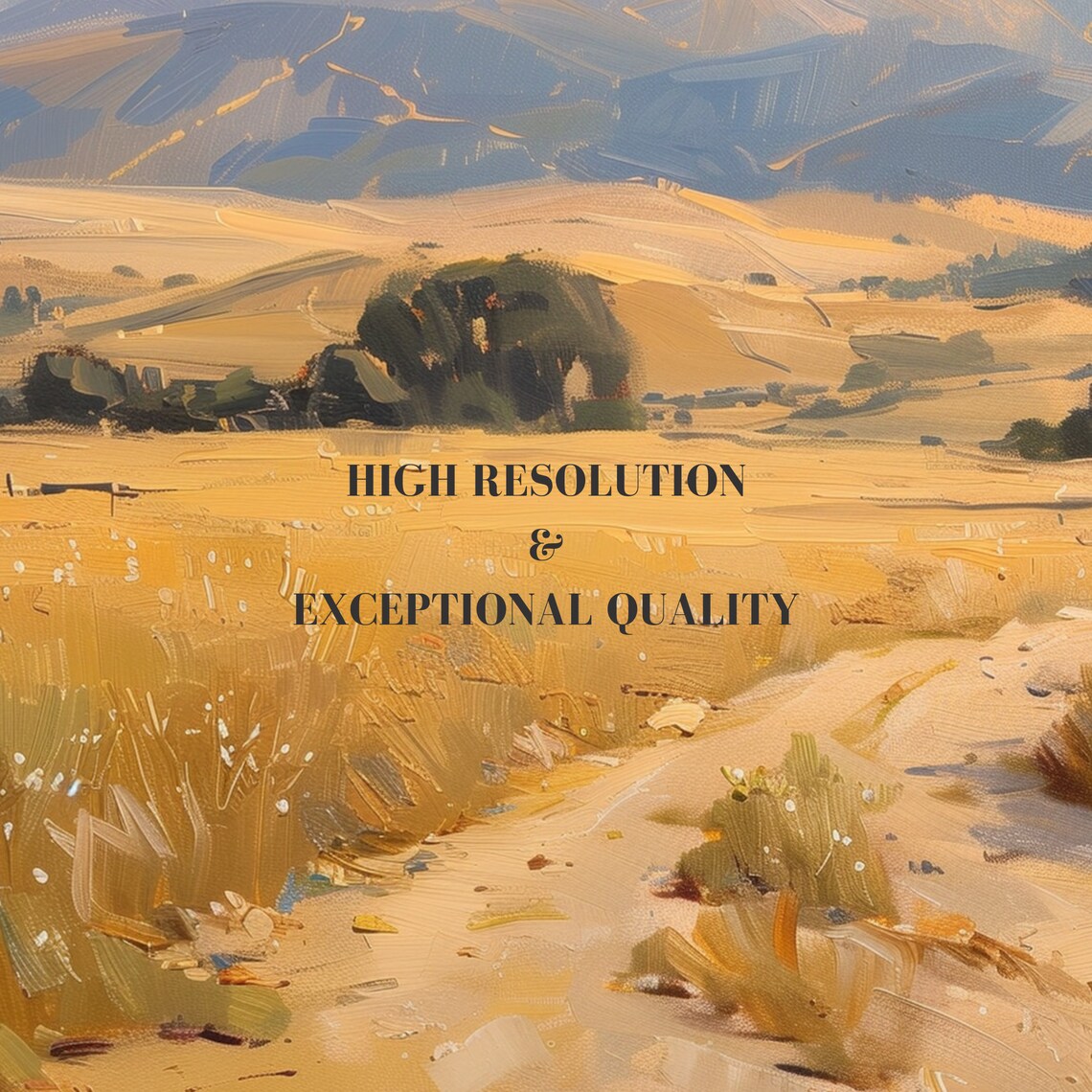 Golden Wheat Field Mountain Path Warm Countryside Landscape Poster - Image 8