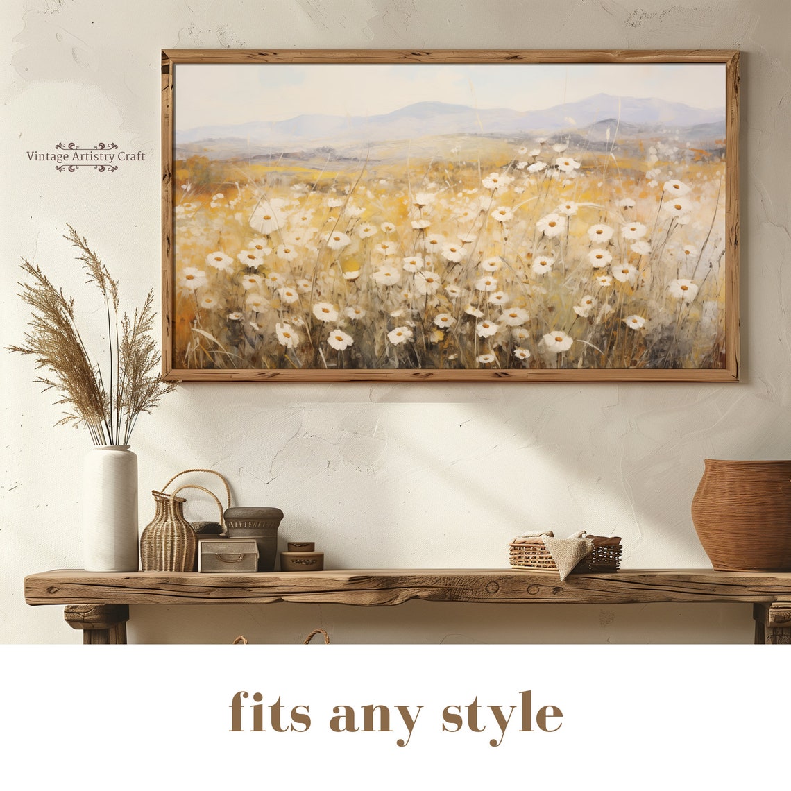 White Daisies Golden Meadow Vintage Spring Wildflower Poster - Image 7