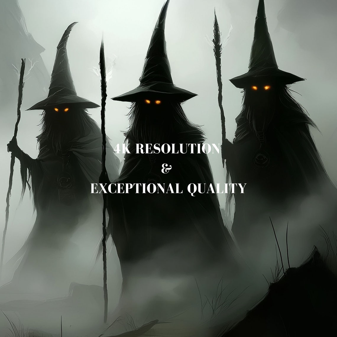 Three Witches In Misty Forest Dark Fantasy Wallpaper Art Poster - Image 8