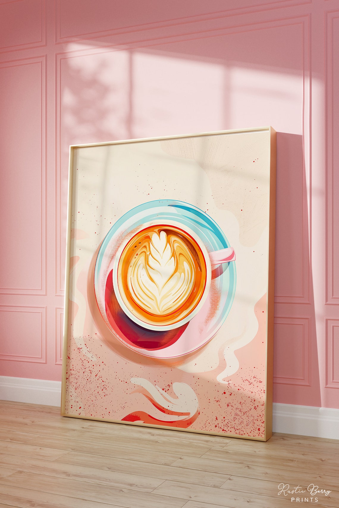 Cafe Latte Art Print Wall Art Poster Preppy Trendy Kitchen Wall Art Coffee Decor
