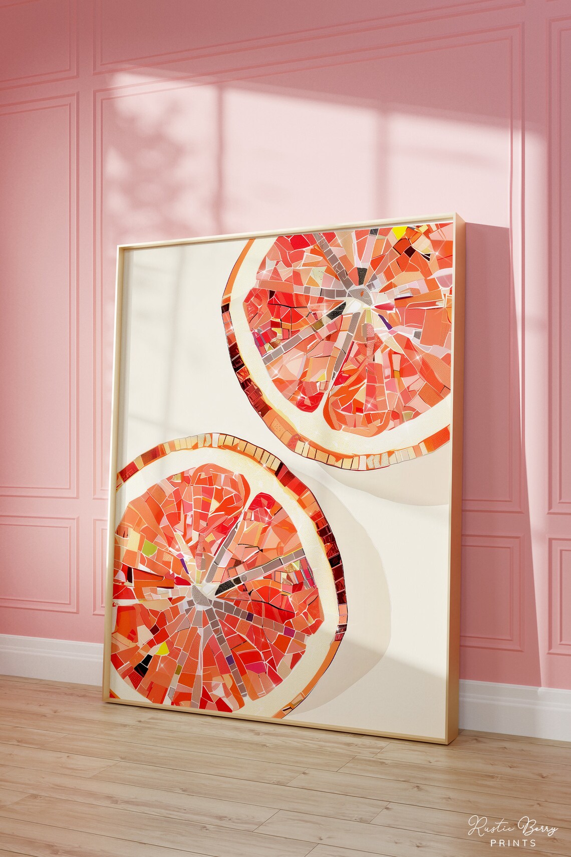 Disco Grapefruit Art Print Wall Art Poster Glam Disco Ball Grapefruit Slices Preppy Trendy Kitchen Wall Art