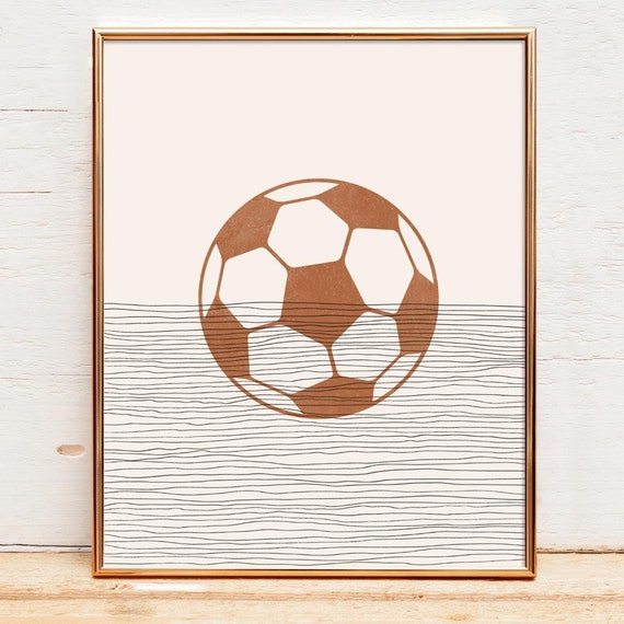 Soccer Ball Art Print Boho Poster Wall Decor Player Boys Or Girls Room