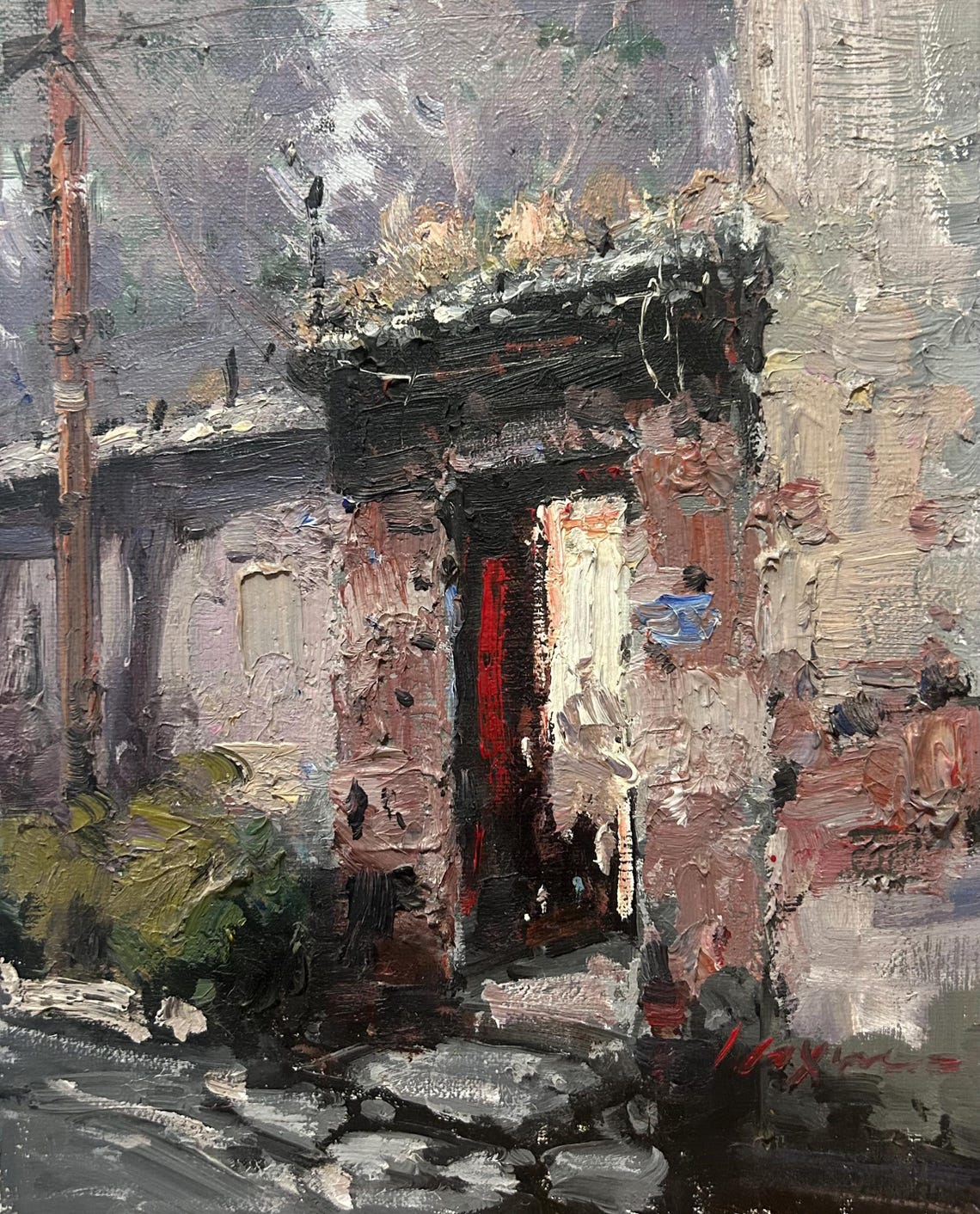 Original Oil Painting Art Old House Street Painting Wall Art Oil Painting Art Home Decoration Street Old House Painting - Image 5