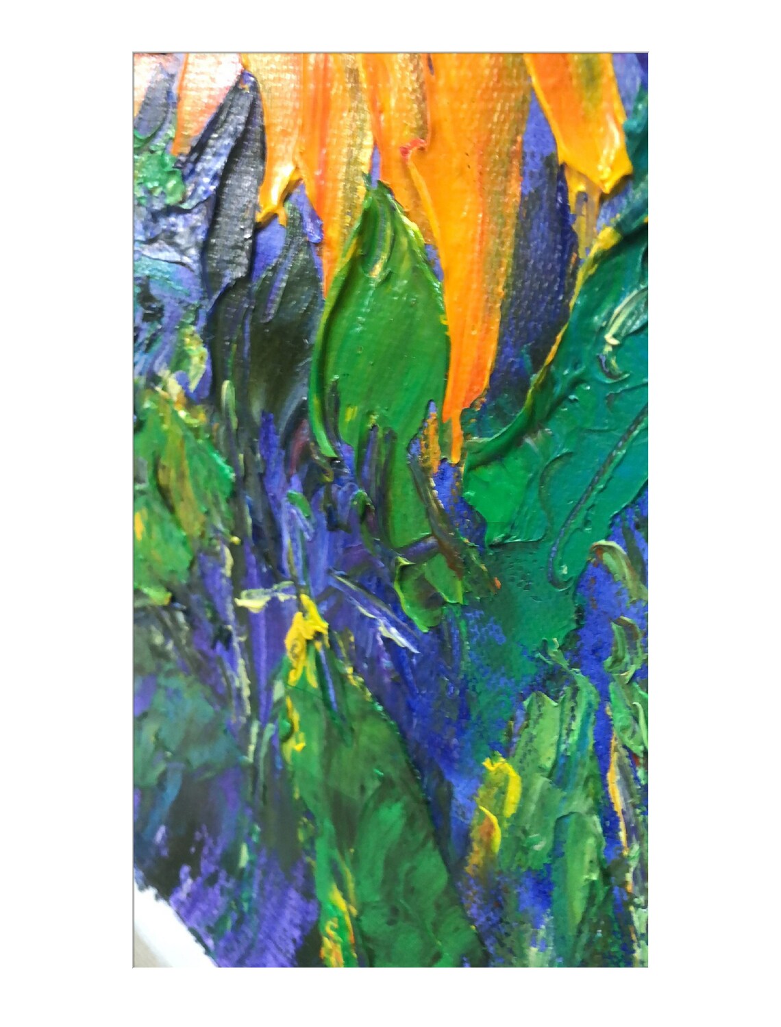 Sunflower Bouquet Lavender Sky Impasto Oil Painting Floral Art Print - Image 3