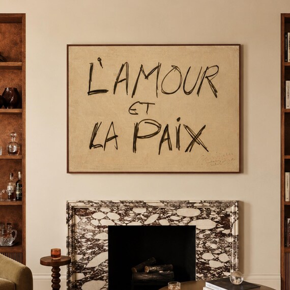 LAmour Et La Paix French Handwritten Love and Peace Quote Poster