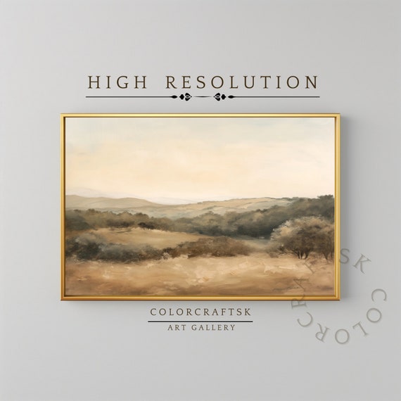 Vintage Landscape Art Countryside Landscape Print Rustic Country Print Country Art Field Painting Instant