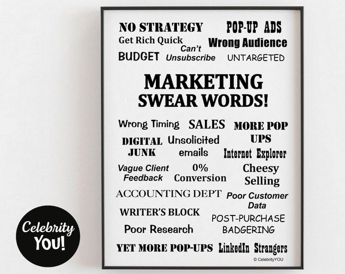 Marketing Swear Words Funny Marketing Office Humor Work Poster