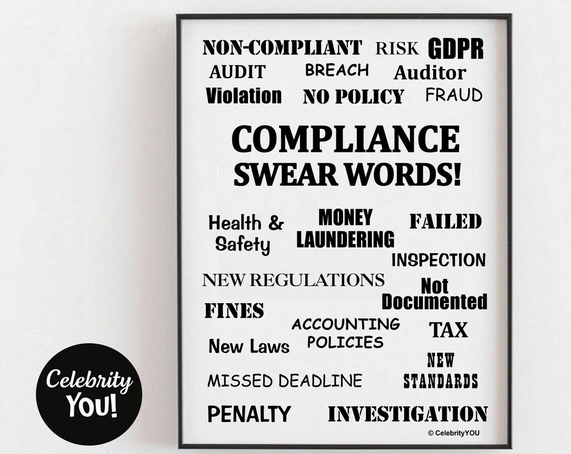 Compliance Swear Words Funny Office Decor Poster