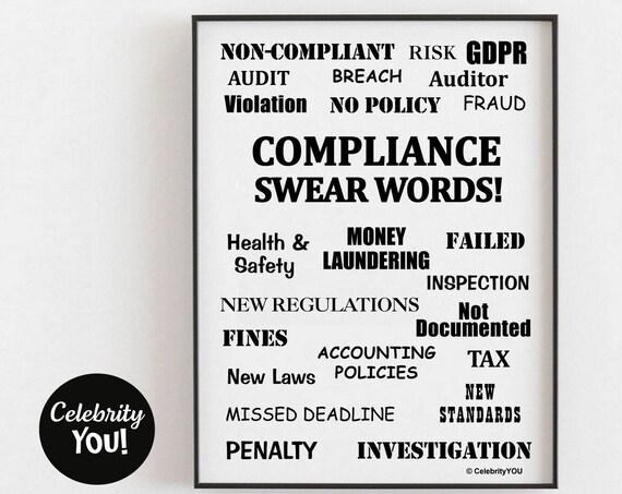 Compliance Swear Words Funny Office Decor Poster