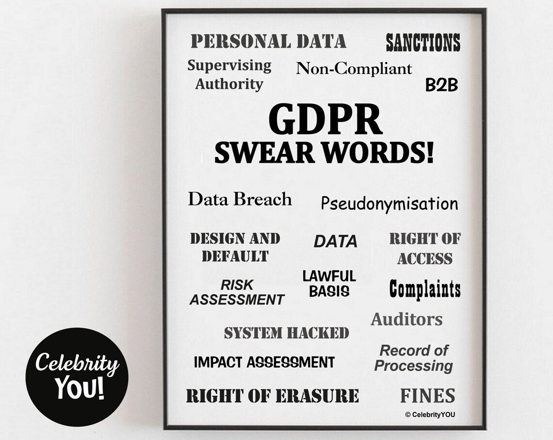 GDPR Swear Words Funny Data Protection Office Humor Poster Gift