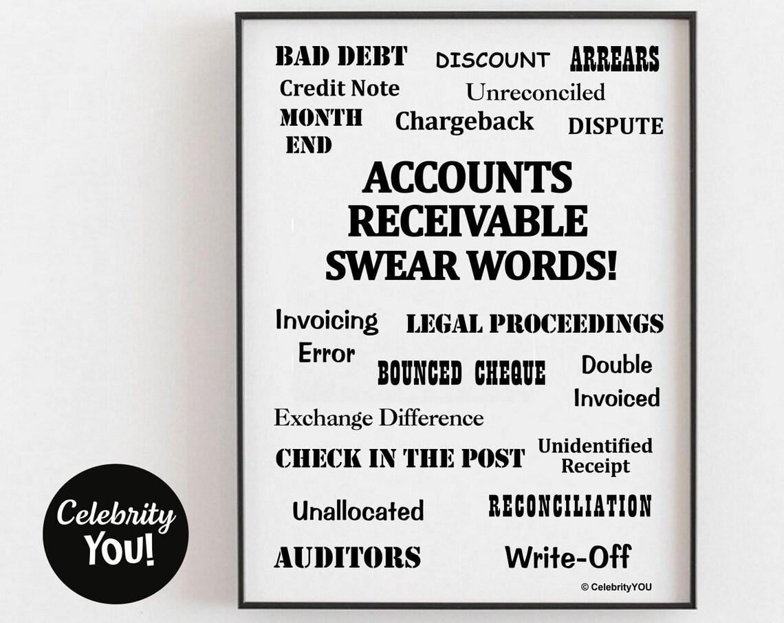 Accounts Receivable Swear Words Funny Office Humor Poster for AR Staff