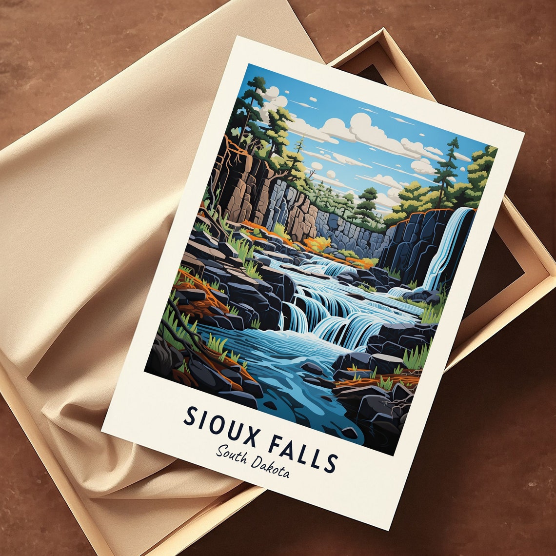 Sioux Falls South Dakota Waterfall Cascades River Travel Poster - Image 3