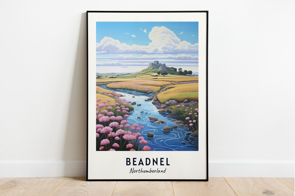 Beadnell Northumberland Blossom Valley Stream Countryside Scene Poster