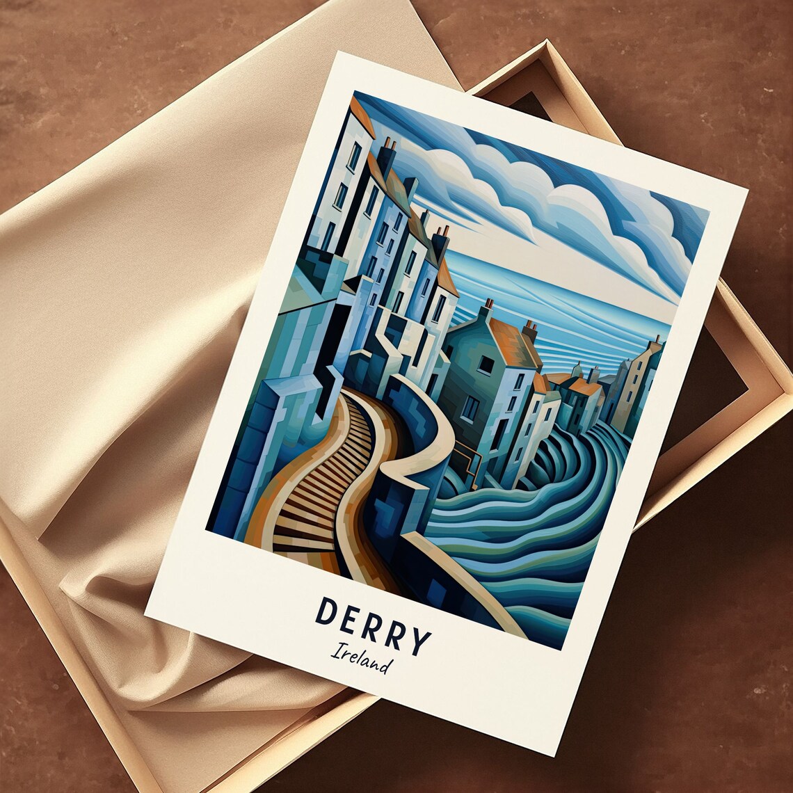 Derry Ireland Historic City Walls Seaside Street Art Deco Travel Poster - Image 3