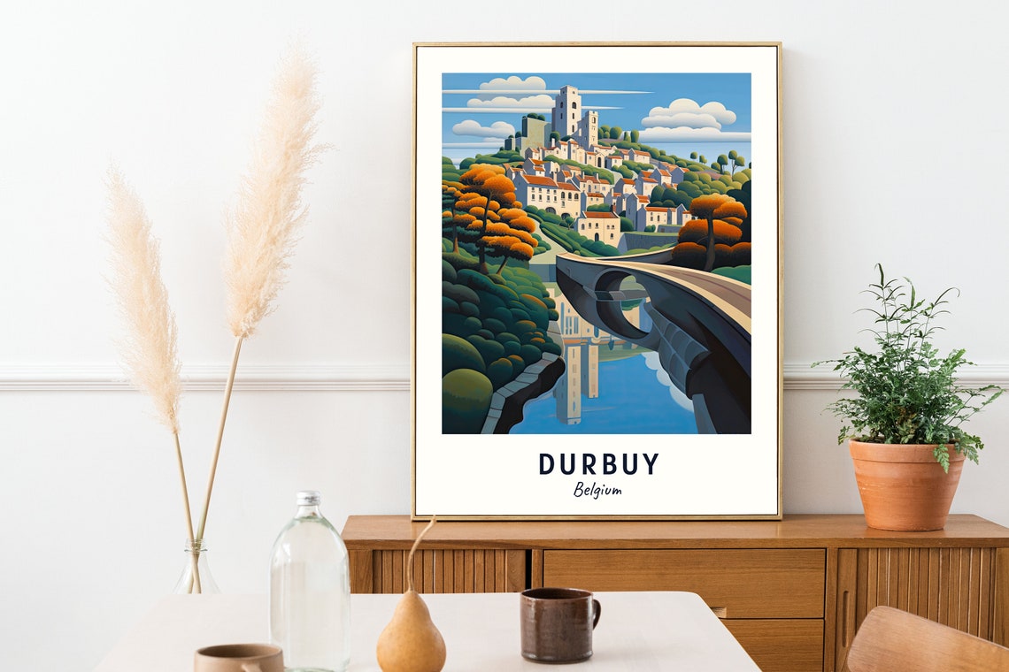 Durbuy Belgium Riverside Town With Castle On The Hill Travel Poster - Image 2
