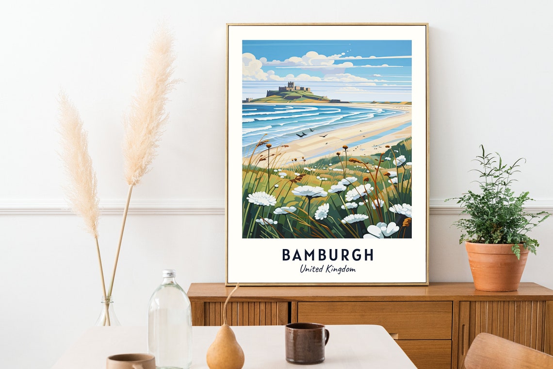 Bamburgh United Kingdom Travel Print Wall Art Bamburgh United Kingdom City Print Bamburgh United Kingdom Travel Gift Bamburgh - Image 2