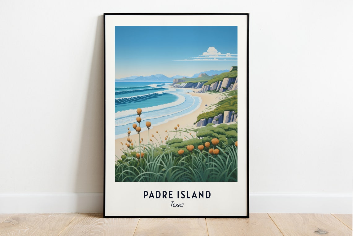 Padre Island Travel Print Wall Art Padre Island Texas City Print Padre Island Travel Gift Padre Island City Poster