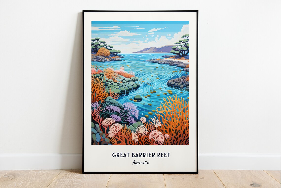 Great Barrier Reef Australia Coral Gardens Ocean Travel Poster