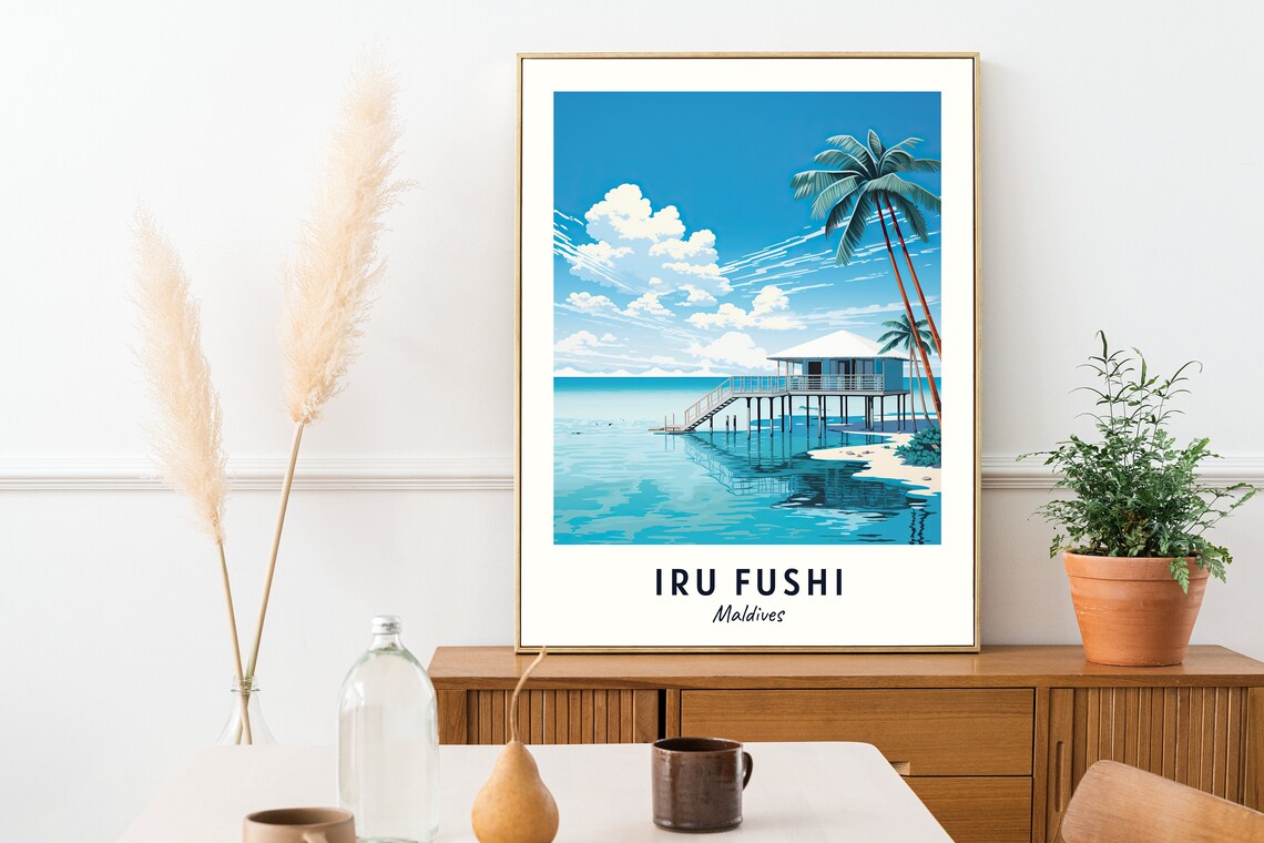 Iru Fushi Maldives Overwater Villa Turquoise Lagoon Travel Poster - Image 2