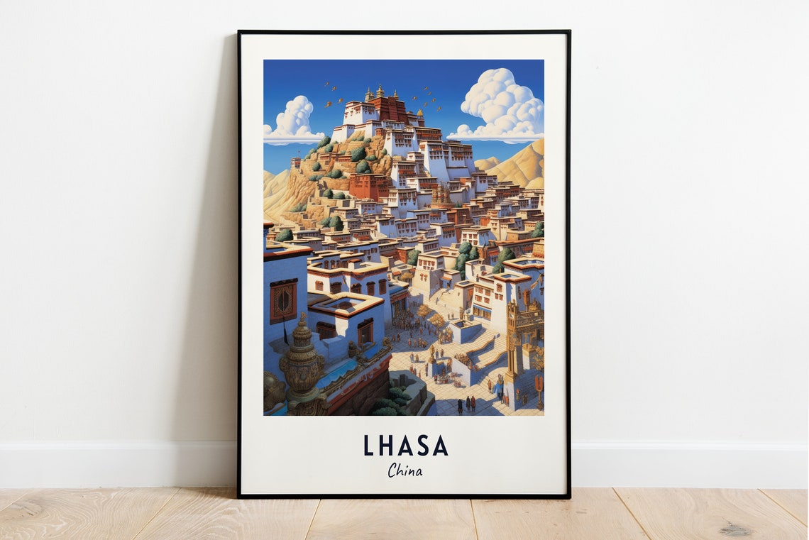 Lhasa China Potala Palace Hill Town Travel Poster Keepsake Art