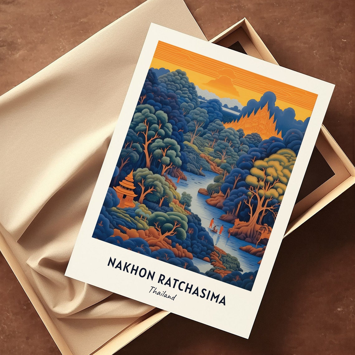 Nakhon Ratchasima Thailand Jungle River Sunset Temple Poster - Image 3