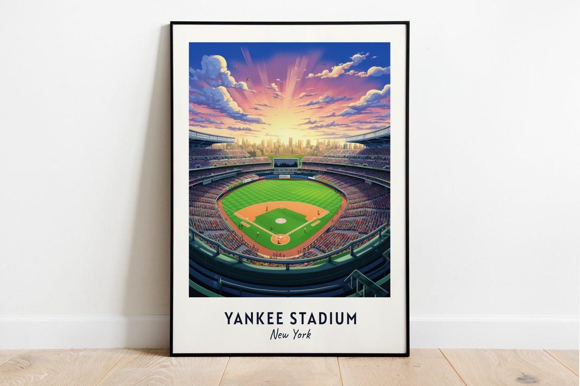 Yankee Stadium New York City Baseball Sunset Game Day Poster