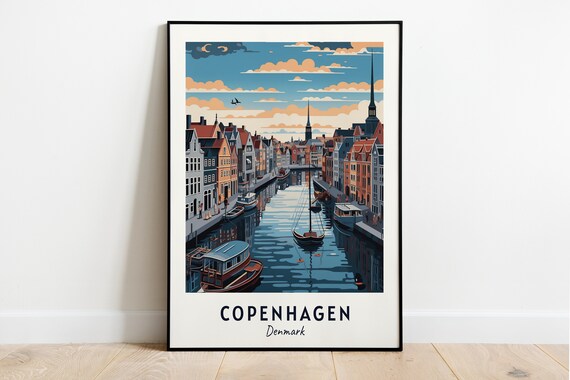 Copenhagen Denmark Travel Poster, City Print