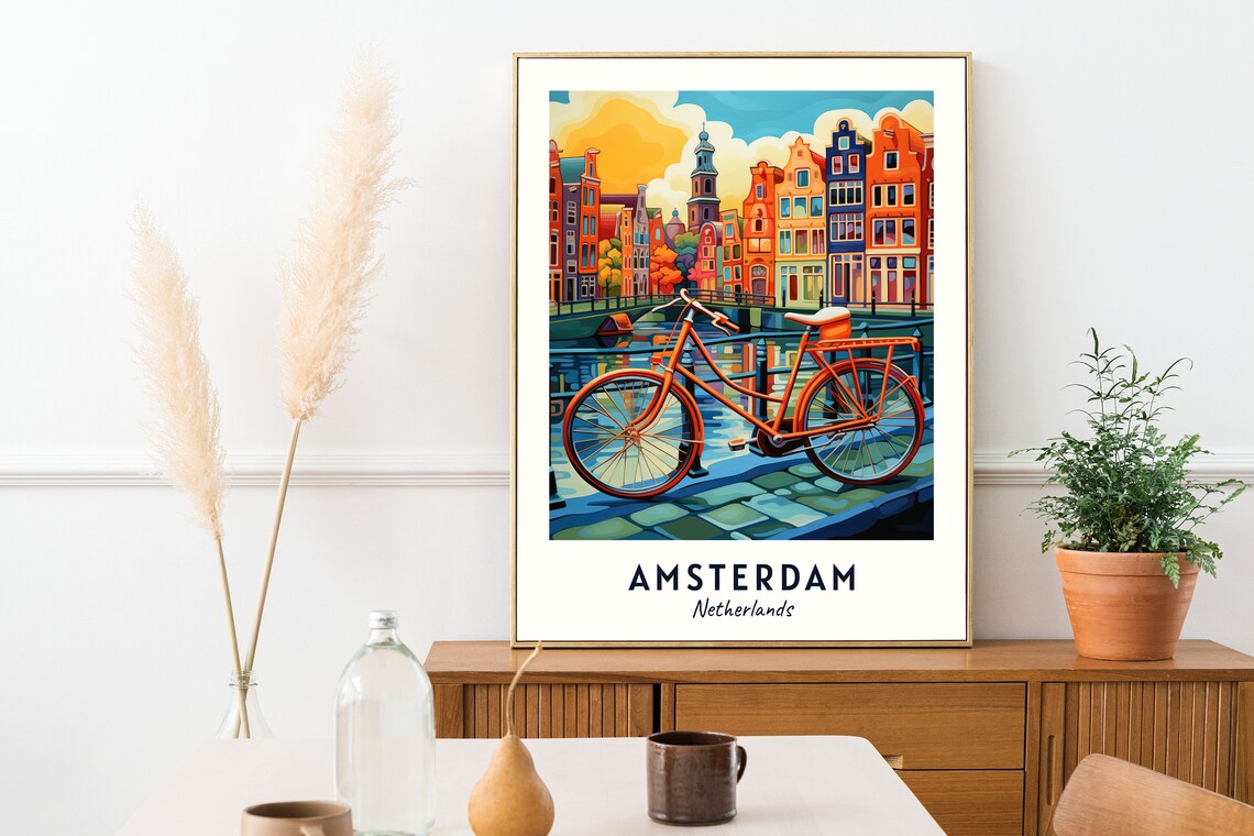 Amsterdam Netherlands Travel Poster, City View Print - Image 2