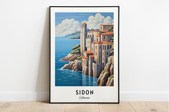 Sidon Lebanon Crusader Sea Castle Cliffs Blue Mediterranean Poster