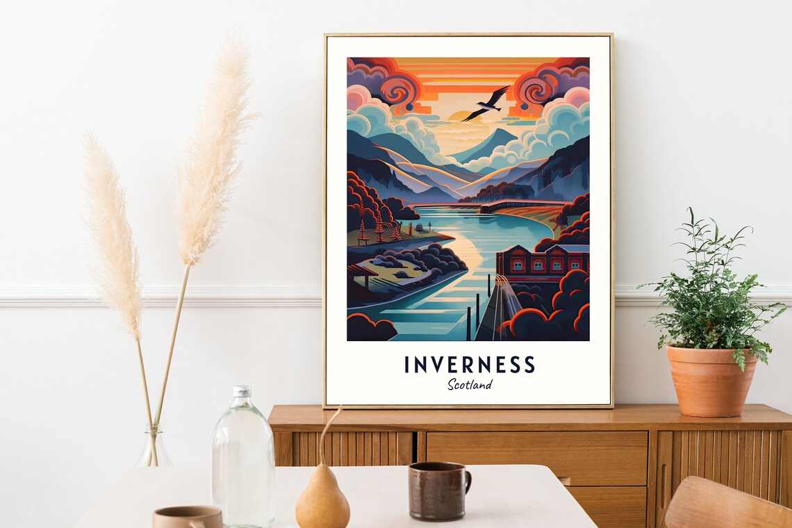 Loch Ness Travel Print Wall Art Inverness Scotland City Print Loch Ness Travel Gift Loch Ness Poster Travel Gift - Image 2