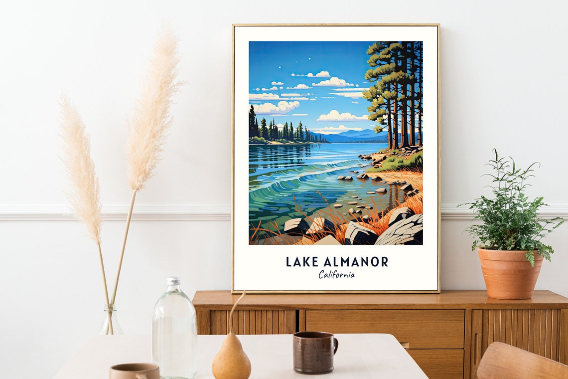Lake Almanor Travel Print Wall Art Lake Almanor California City Print Lake Almanor Travel Gift Lake Almanor City Poster Travel Gift - Image 2