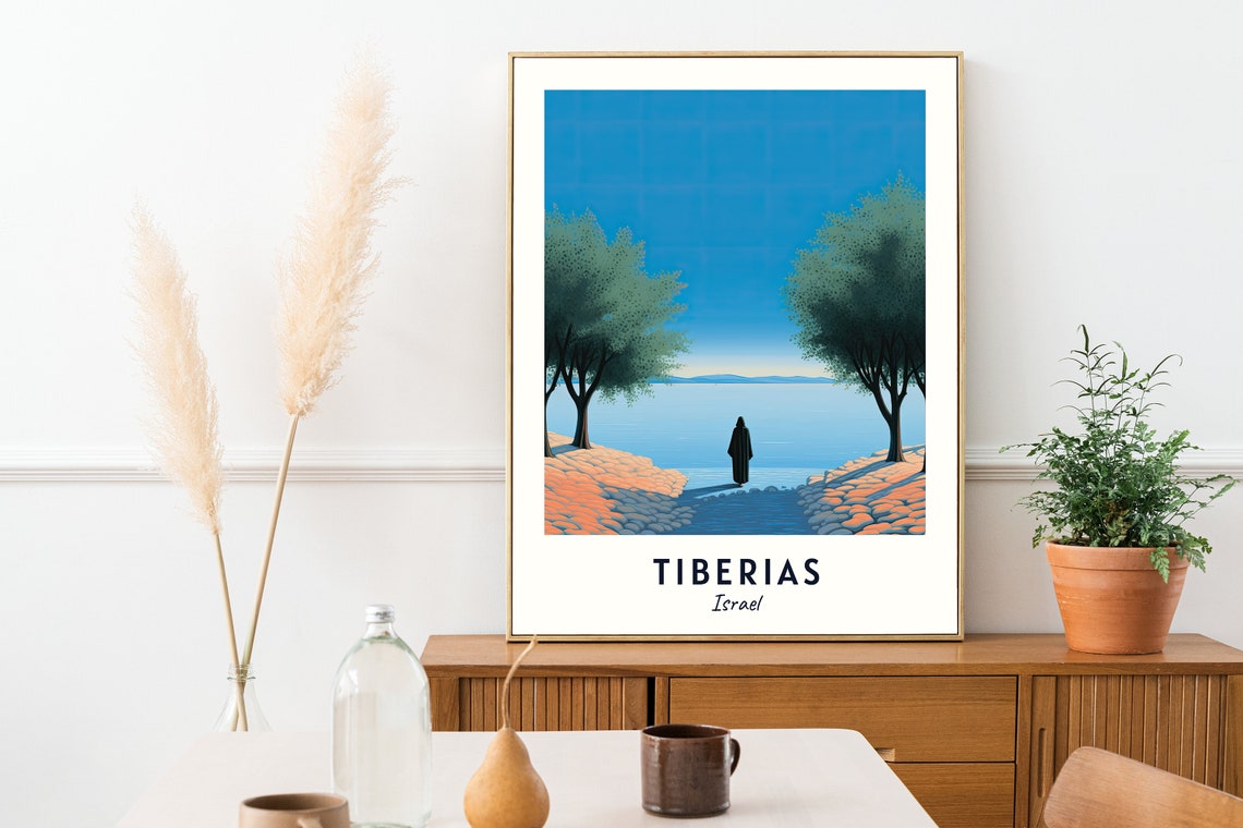 Sea Of Galilee Travel Print Wall Art Tiberias Israel City Print Sea Of Galilee Travel Gift Sea Of Galilee Poster - Image 2