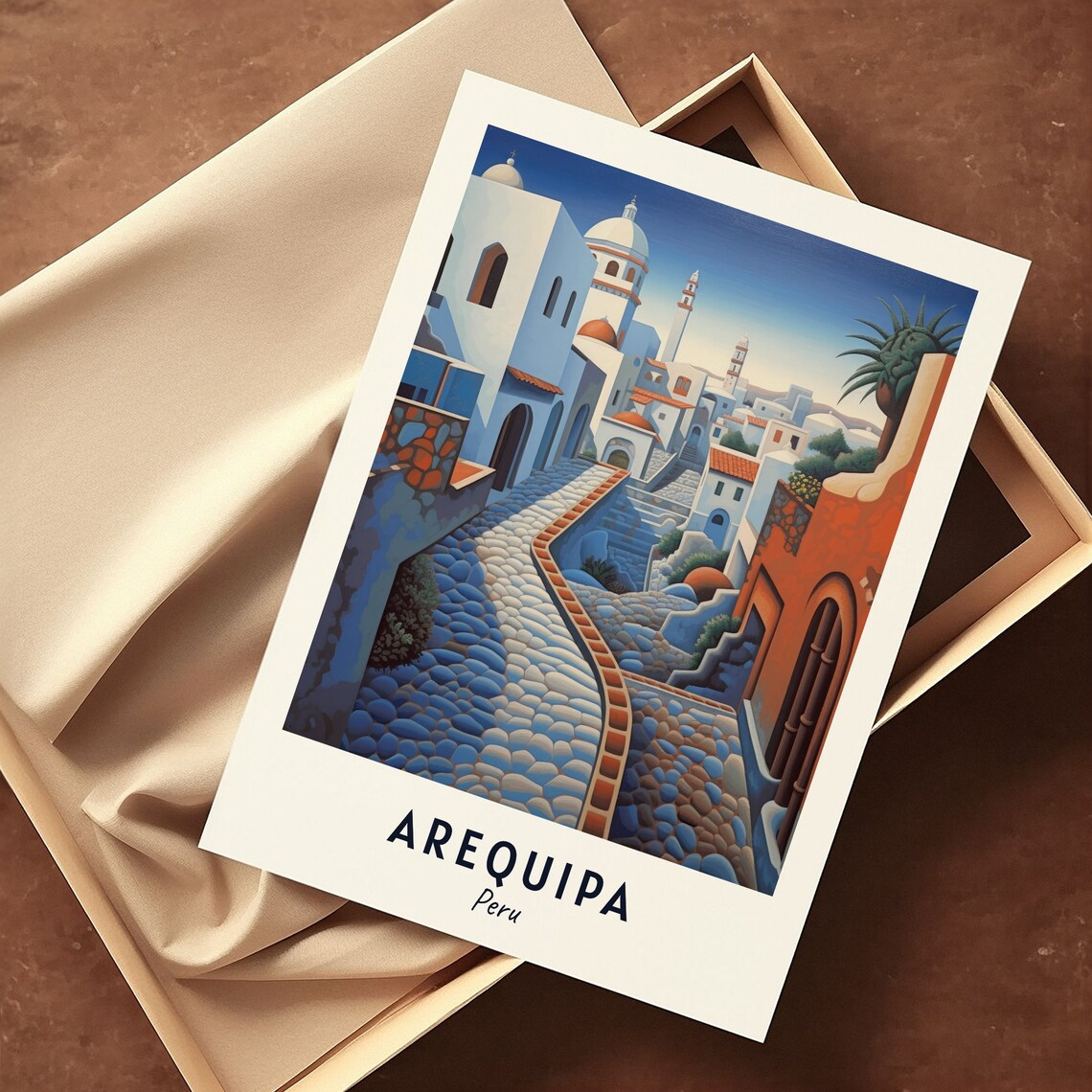 Arequipa Peru Whitewashed Monastery Street Domes Cobbled Lane Travel Poster - Image 3
