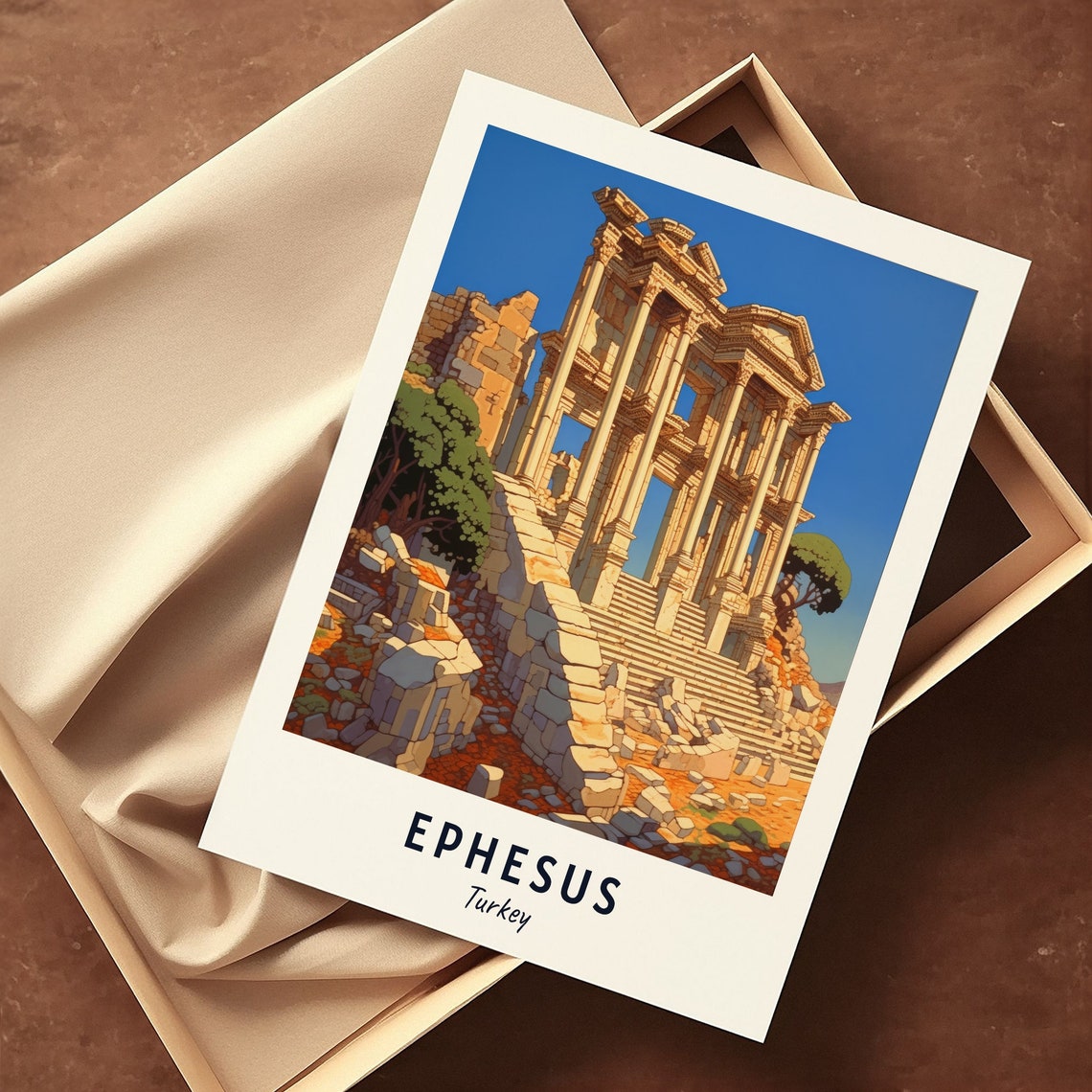Library of Celsus Ancient Ephesus Marble Ruins Turkey Travel Poster - Image 3