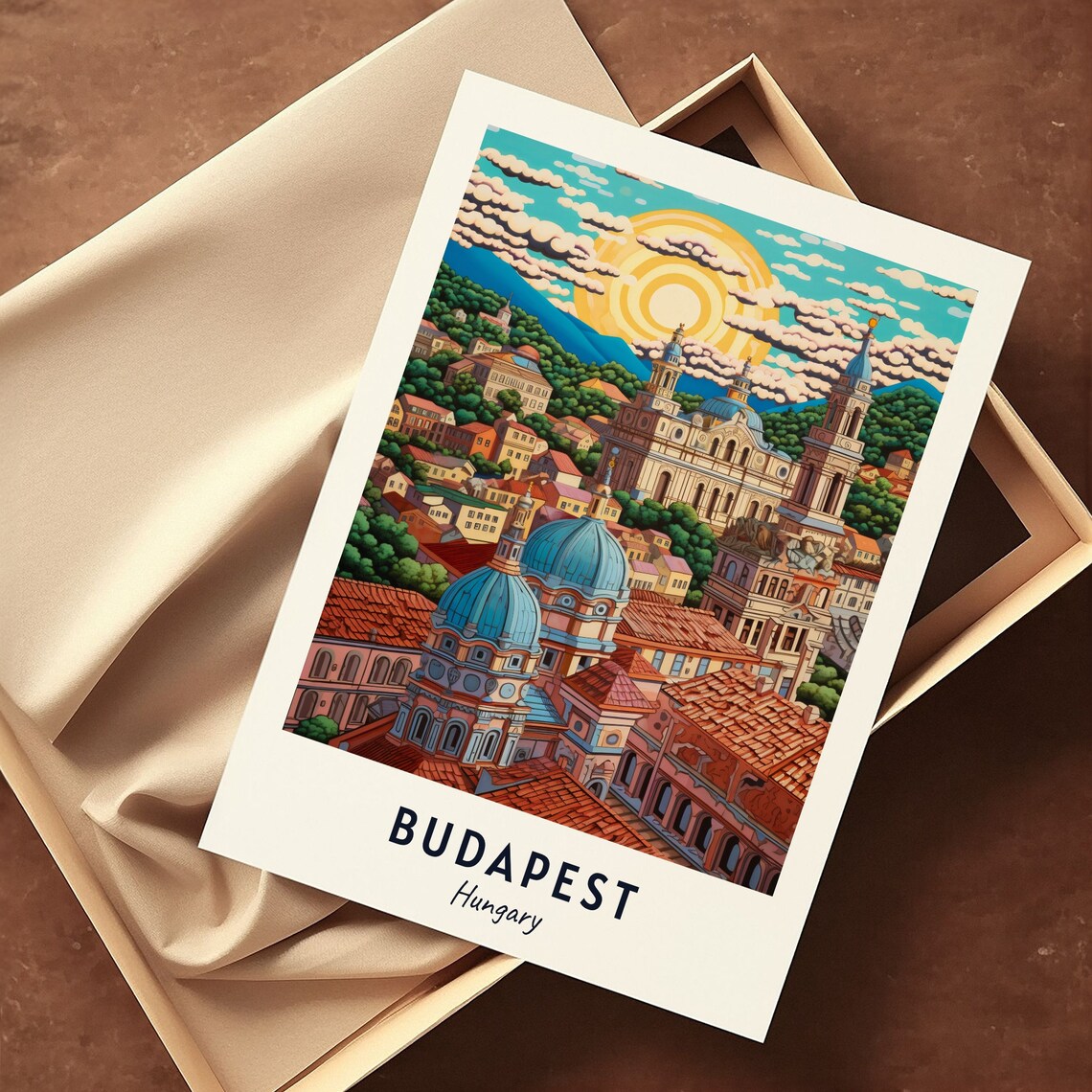 Budapest Hungary Church Domes Sunrise Cityscape Travel Poster - Image 3