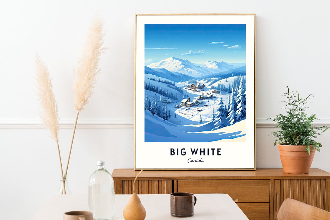 Big White Canada Forest Lodges and Snowy Mountain Peaks Poster - Image 2