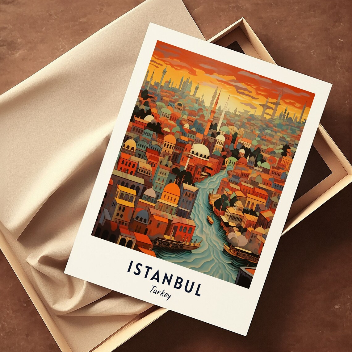 Istanbul Turkey Domes Minarets Waterfront Sunset City Travel Poster - Image 3