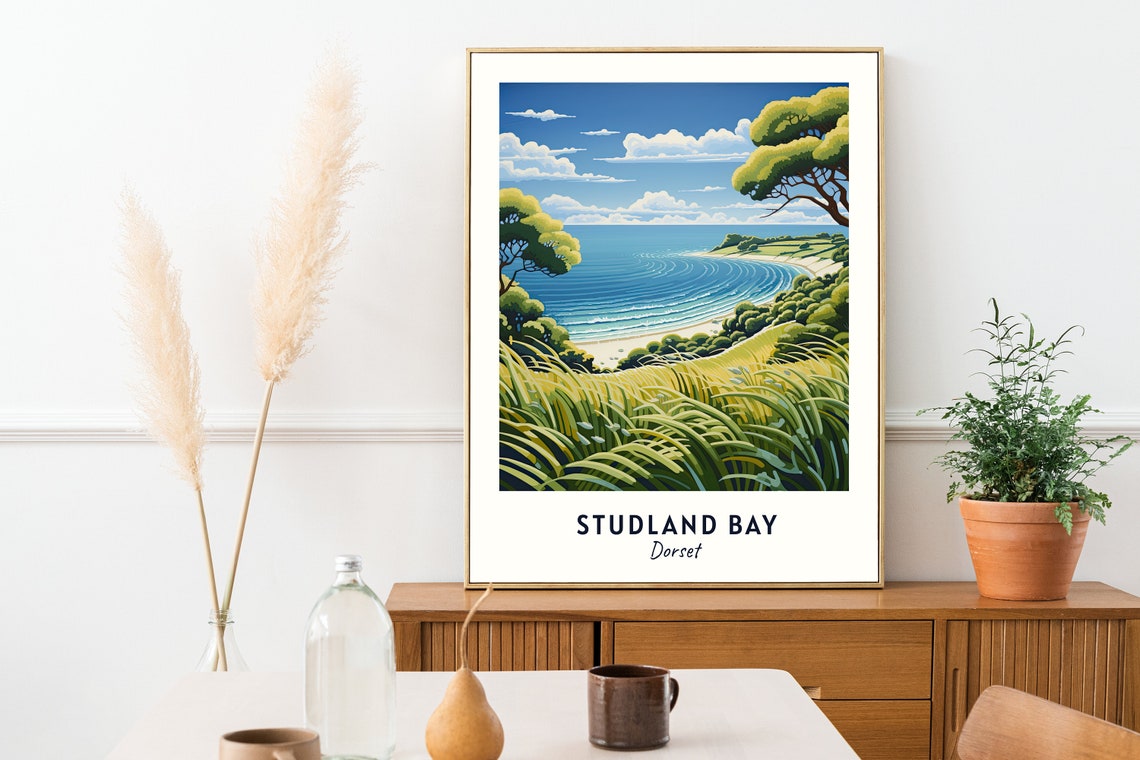 Studland Bay Dorset Curved Sandy Bay Between Dunes Travel Poster - Image 2