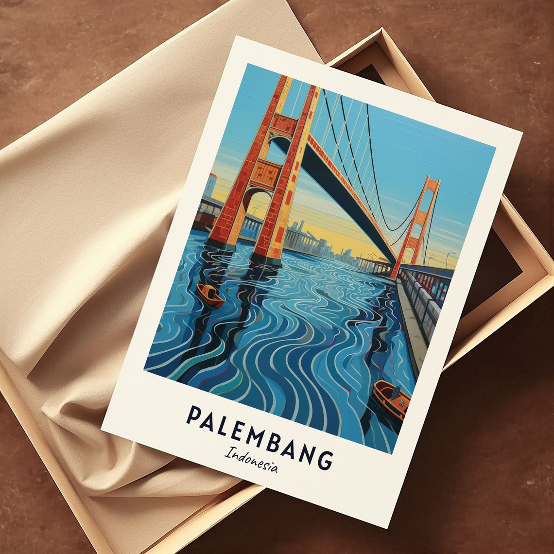 Ampera Bridge Palembang Indonesia Spanning The Musi River Poster - Image 3