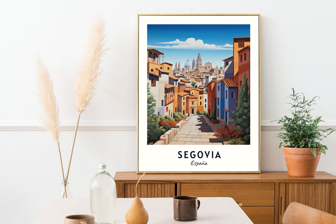 Segovia Spain Historic Stone Street Old Town Skyline Towers Poster - Image 2