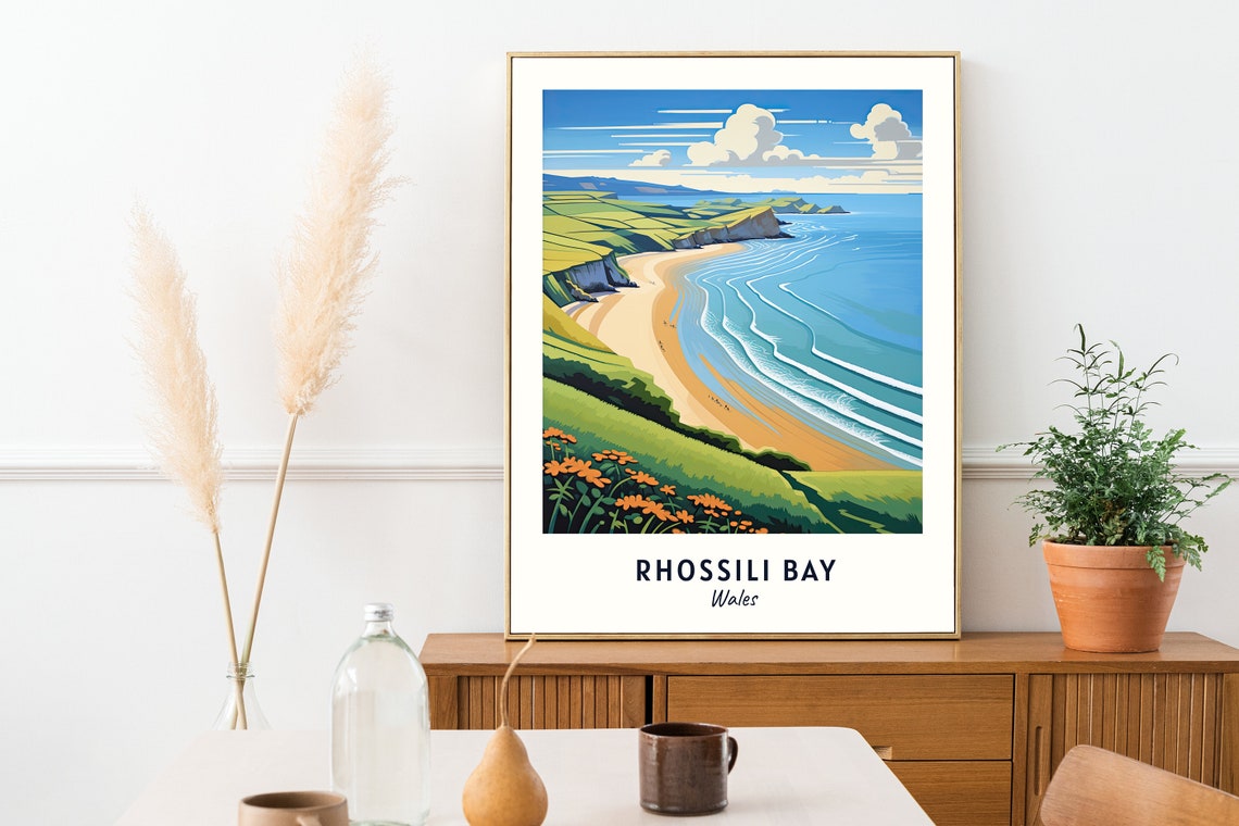 Rhossili Bay Wales Travel Print Wall Art Rhossili Bay Wales City Print Rhossili Bay Wales Travel Gift Rhossili Bay Wales Poster - Image 2