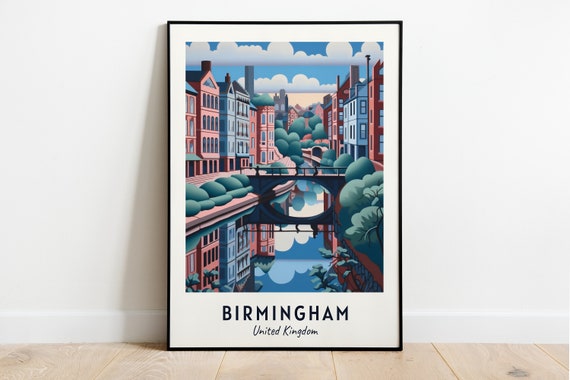 Birmingham United Kingdom Travel Poster, City Poster