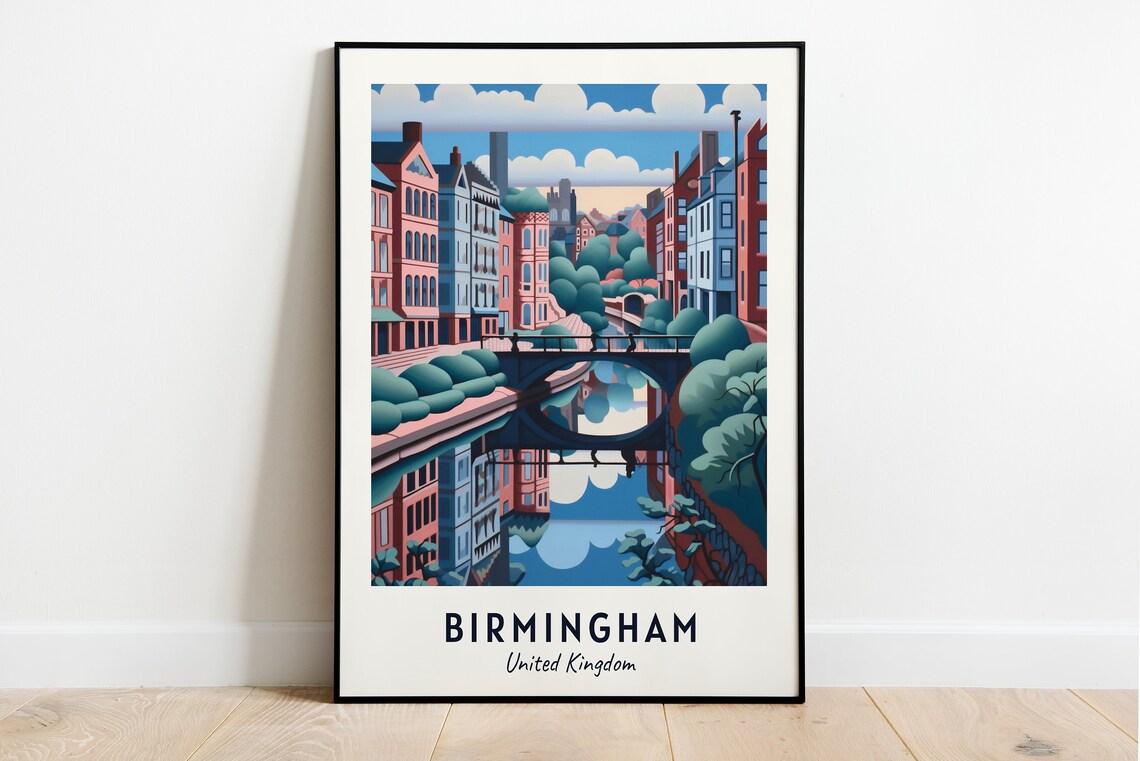 Birmingham United Kingdom Travel Poster, City Poster