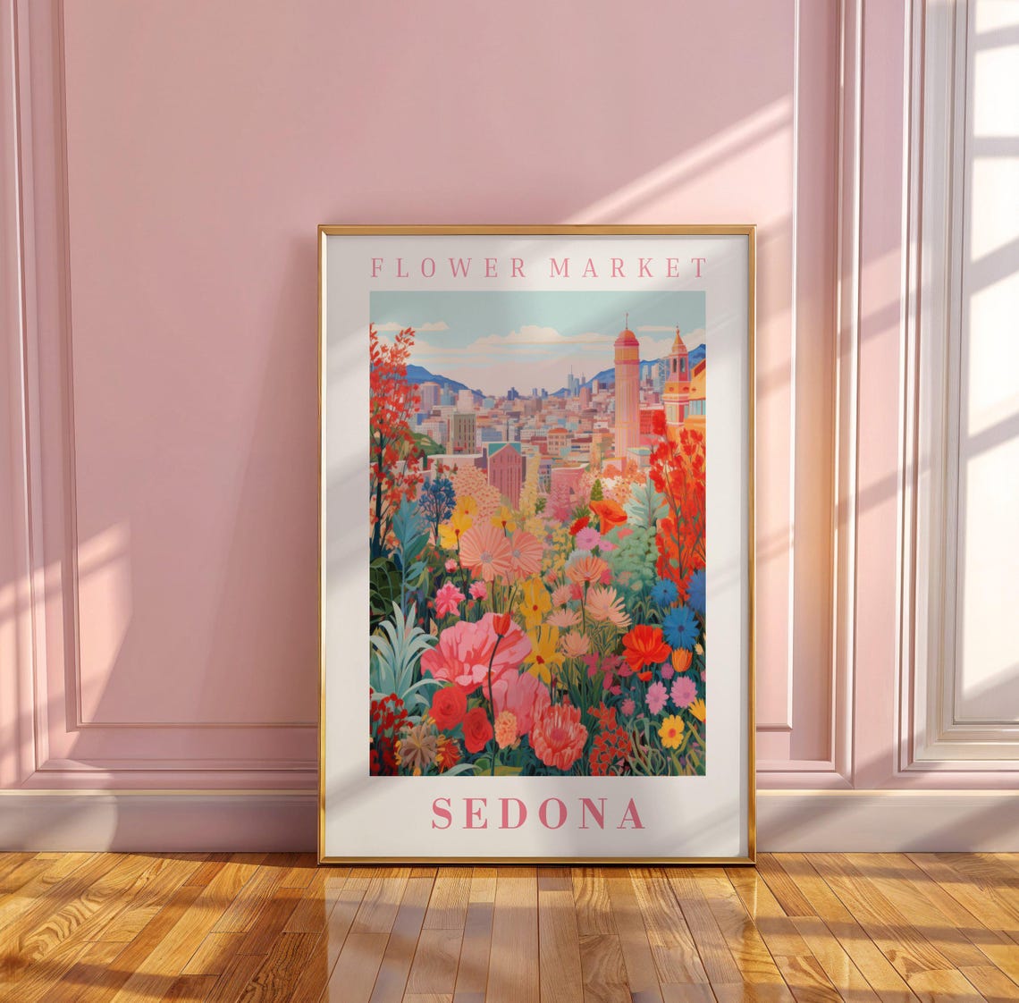 Sedona Flower Market Poster Wall Decor United States Floral Illustration Botanical Gallery Wall Art Gift For Friend Travel Poster - Image 3