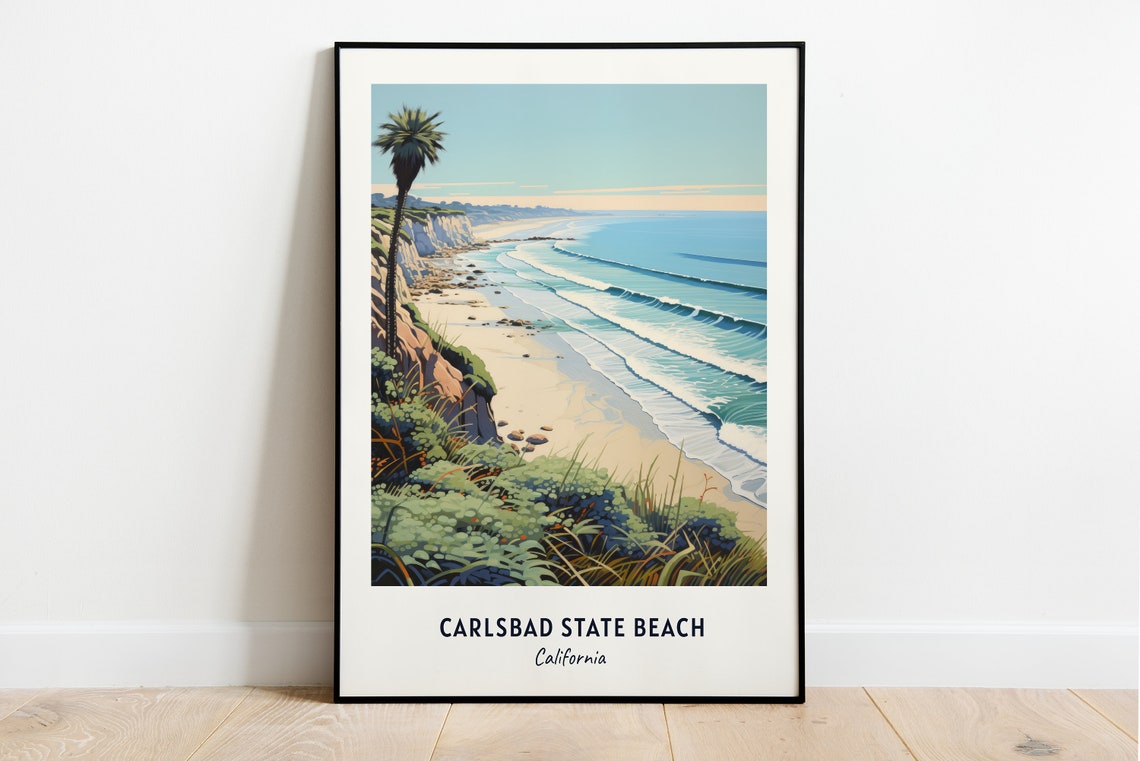 Carlsbad State Beach California Sandy Cliff Ocean Surf View Poster