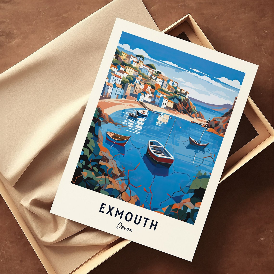 Exmouth Devon Harbour Boats Seaside Town Waterfront Travel Poster - Image 3