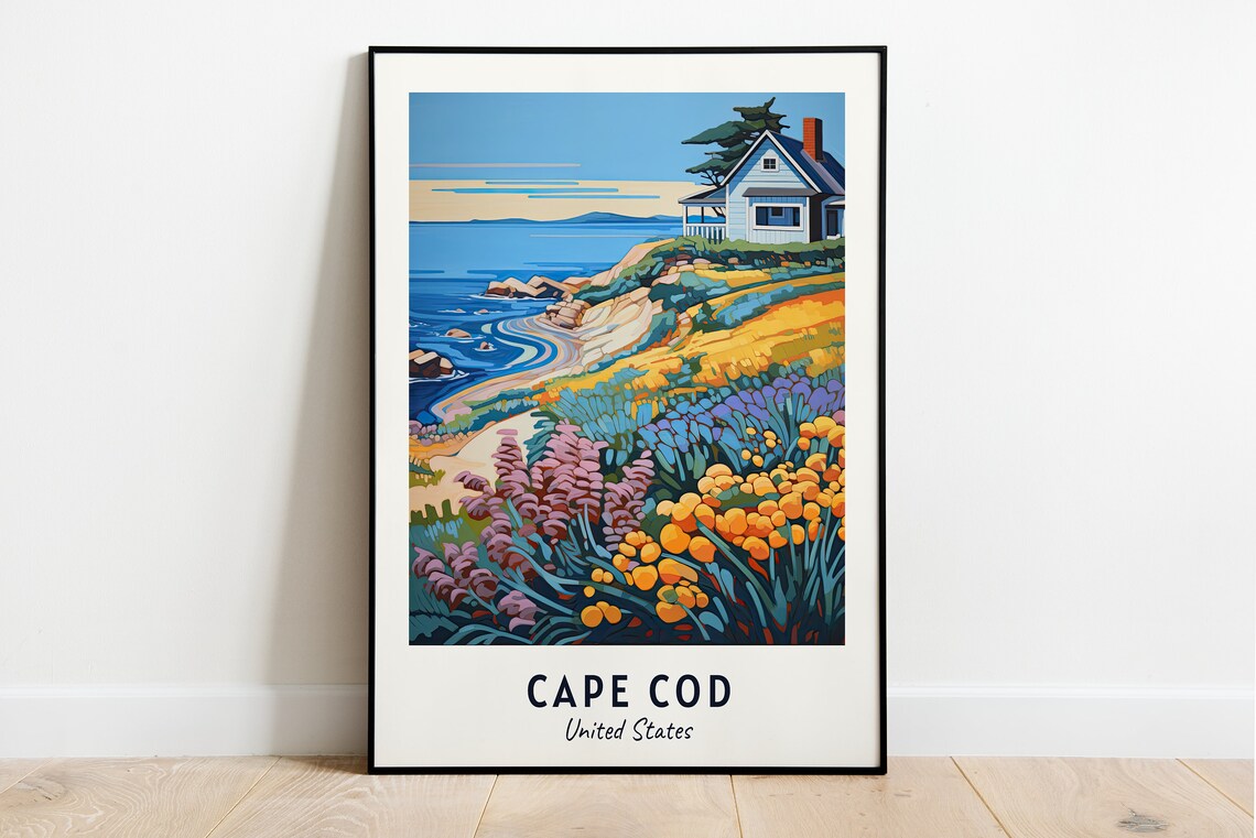 Cape Cod United States Travel Poster, Wall Art Print